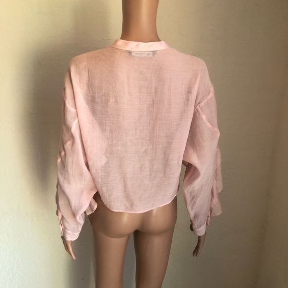 Zara Blush Pink Layered Tiered Blouse Women’s Size XS Bohemian Style Shirt Top - Picture 2 of 16